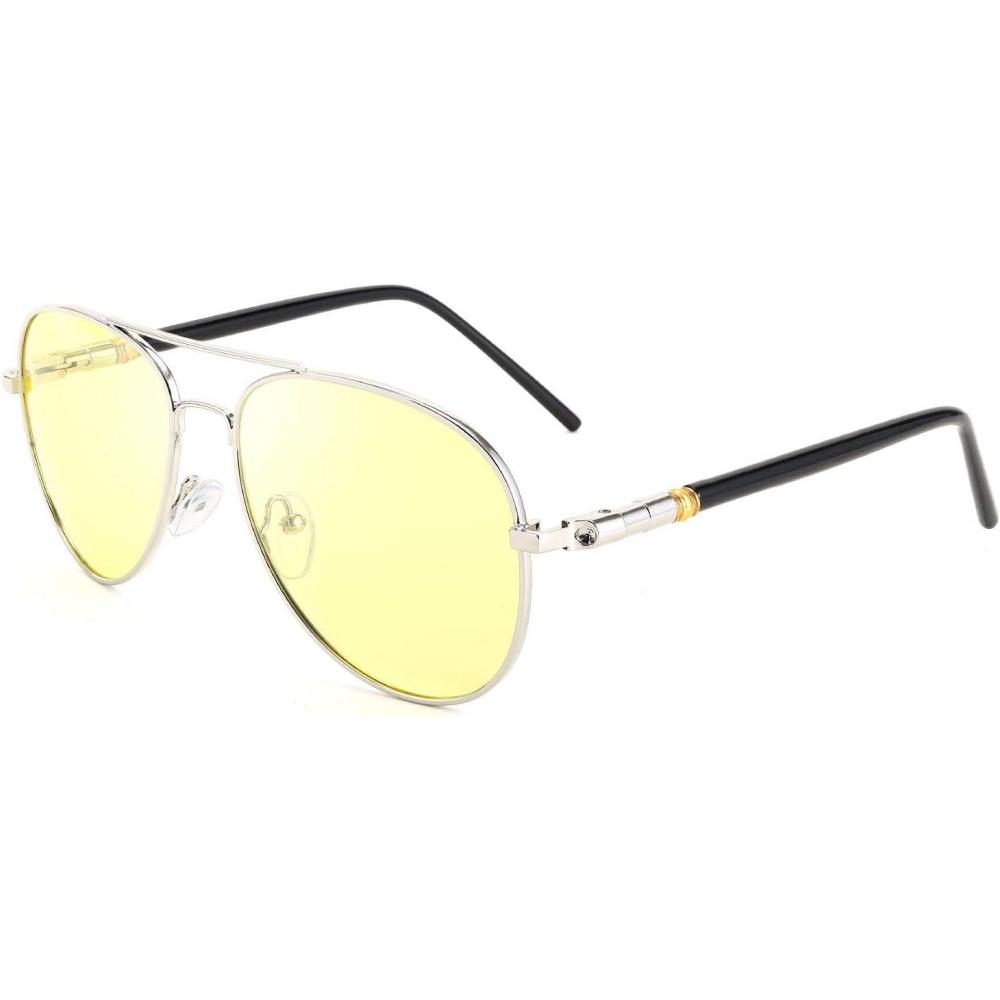 image:imageFEISEDY Aviator Polarized Night Driving Sunglasses Anti Glare Yellow Lens B266801 Black Frame