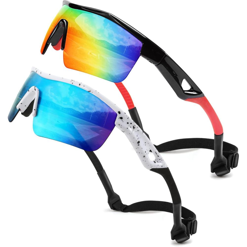 image:imageFEISEDY Kids Teens Baseball Polarized Sunglasses Sports TR90 Frame Boys Girls Cycling B24542pack Black Redspot White Blue