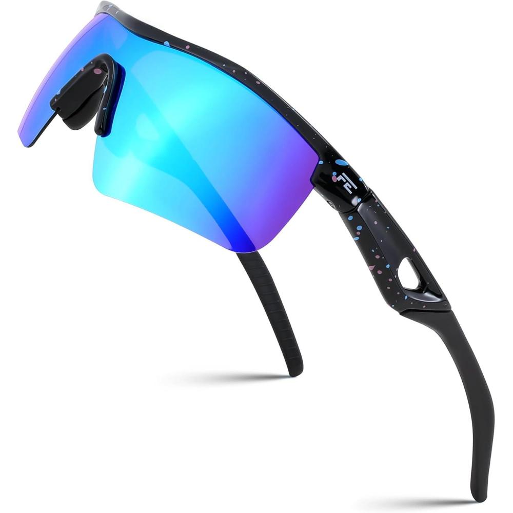 image:imageFEISEDY Kids Teens Baseball Polarized Sunglasses Sports TR90 Frame Boys Girls Cycling B2454Spot Blackblue