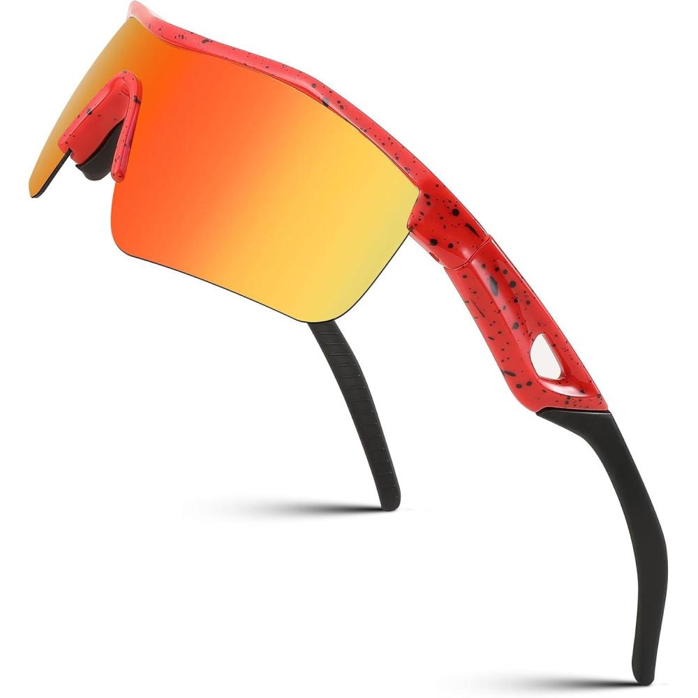 image:imageFEISEDY Kids Teens Baseball Polarized Sunglasses Sports TR90 Frame Boys Girls Cycling B2454Spot Red