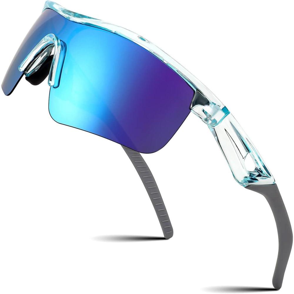 image:imageFEISEDY Kids Teens Baseball Polarized Sunglasses Sports TR90 Frame Boys Girls Cycling B2454Transparent Blueblue
