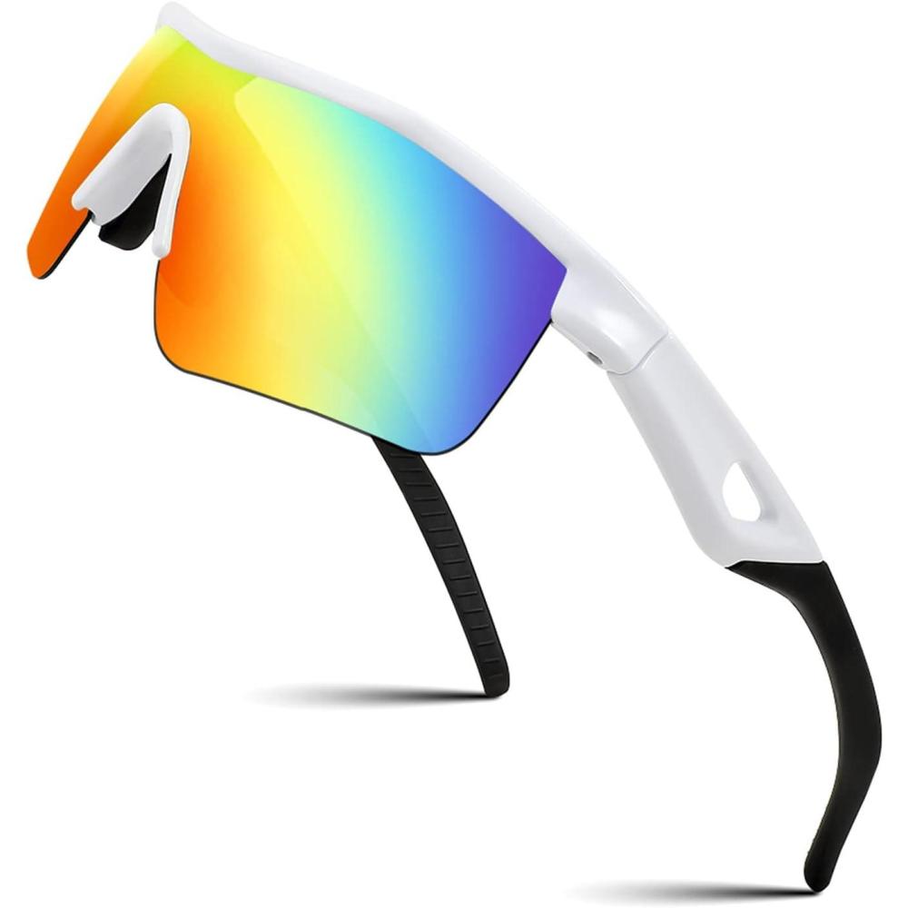 image:imageFEISEDY Kids Teens Baseball Polarized Sunglasses Sports TR90 Frame Boys Girls Cycling B2454Whitered