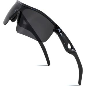 FEISEDY Kids Teens Baseball Polarized Sunglasses Sports TR90 Frame Boys Girls Cycling B2454(Spot Black-grey)