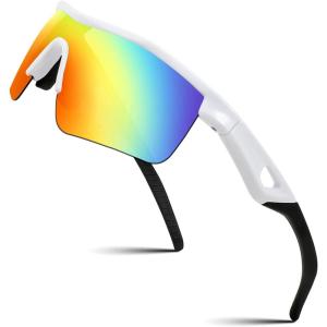 FEISEDY Kids Teens Baseball Polarized Sunglasses Sports TR90 Frame Boys Girls Cycling B2454(White-red)