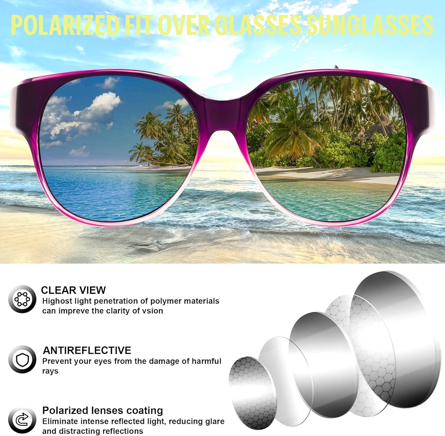 image:imageFEISEDY Fit Over Glasses Polarized Sunglasses UV400 Protection for Driving amp Outdoor Activities B0328Gradual Purple Frame Grey Lens