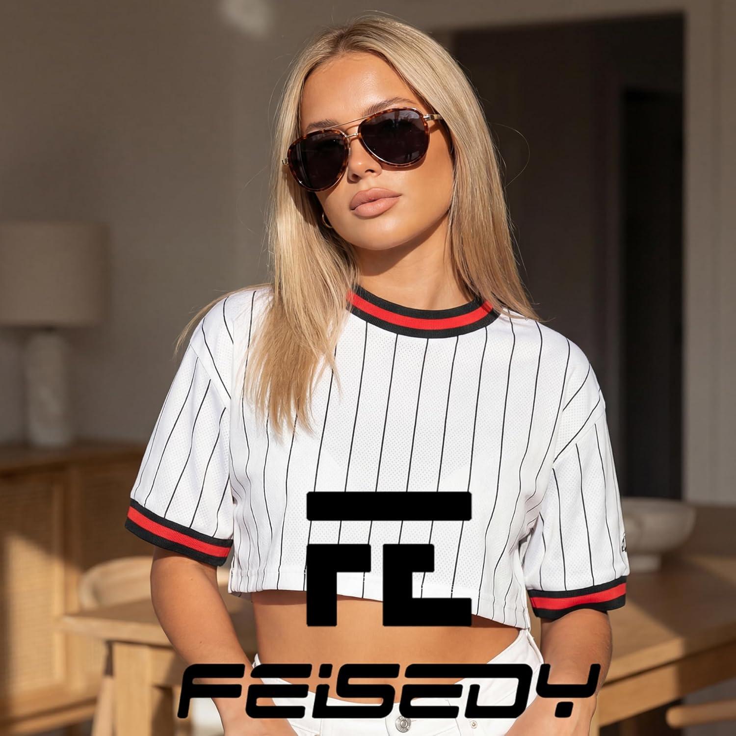 image:imageFEISEDY Retro Polarized Aviator Sunglasses for Women Men Vintage Square Sunglass With Classic Style B0259Brown TortoiseBlack