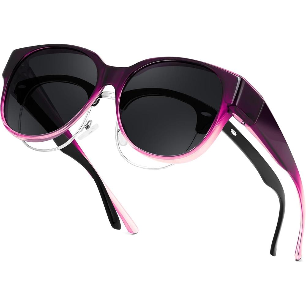 image:imageFEISEDY Fit Over Glasses Polarized Sunglasses UV400 Protection for Driving amp Outdoor Activities B0328Gradual Purple Frame Grey Lens