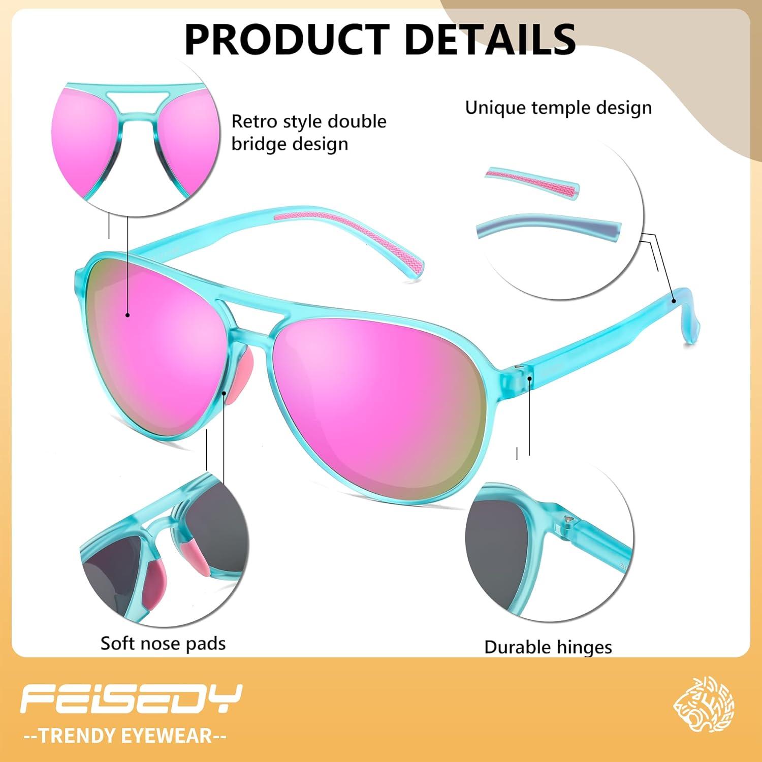 image:imageFEISEDY Polarized Aviator Sunglasses for Men Women Trendy Classic Sports Driving Outdoor TAC Lens UV400 TR90 Eyewears B0378Mint GreenPink