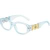 image:imageFEISEDY Retro Trendy Blue Light Glasses Women Men Vintage 90s Small Narrow Square Eyeglasses B0316Matte Ice Blue
