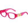 image:imageFEISEDY Retro Trendy Blue Light Glasses Women Men Vintage 90s Small Narrow Square Eyeglasses B0316Transparent Rose Red