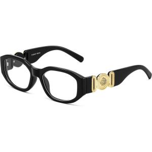 FEISEDY Retro Trendy Blue Light Glasses Women Men Vintage 90s Small Narrow Square Eyeglasses B0316(Black)