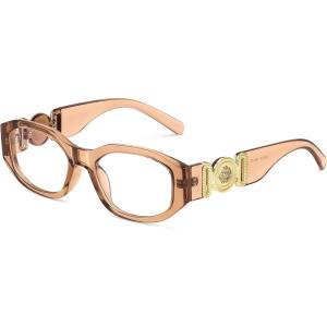 FEISEDY Retro Trendy Blue Light Glasses Women Men Vintage 90s Small Narrow Square Eyeglasses B0316(Champagne)